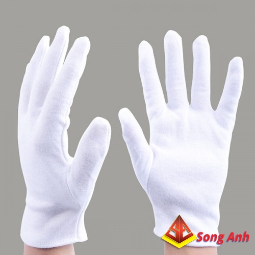 Găng tay len cotton trắng